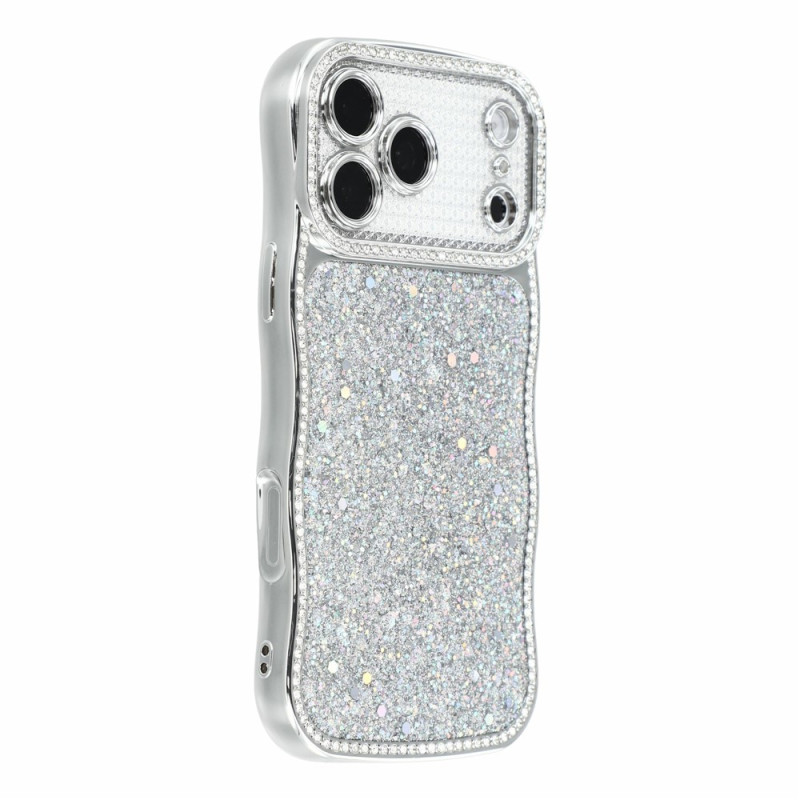 Capa para iPhone 18 Pro / 17 Pro com brilhantes, ondulada e com strass