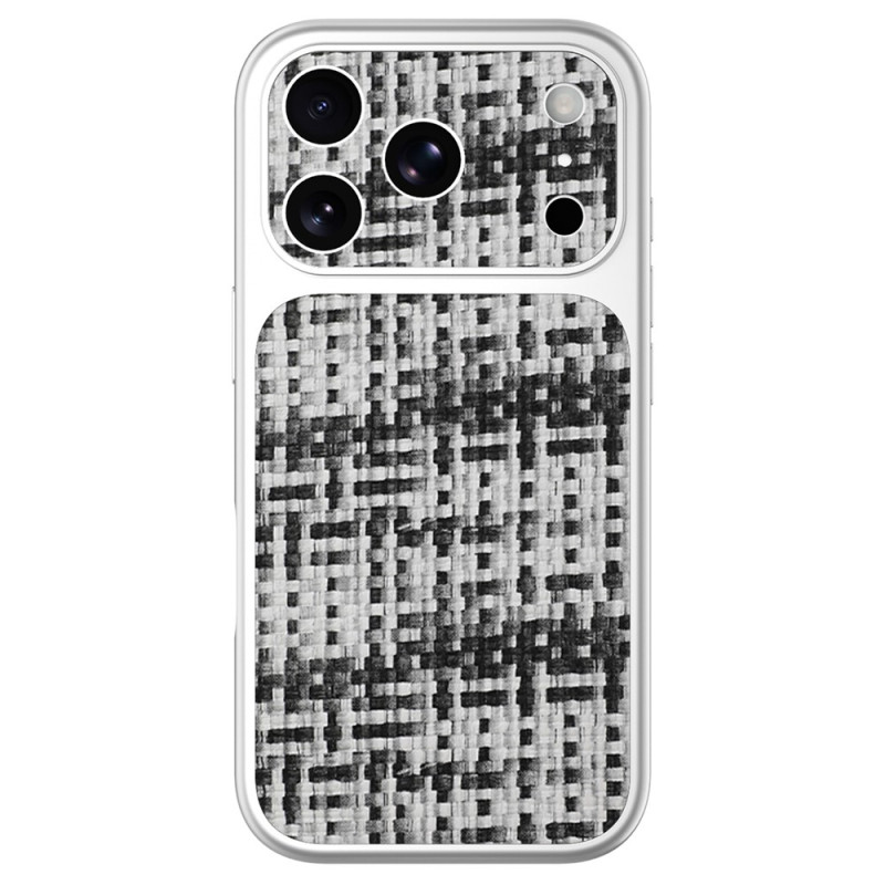 Capa para iPhone 18 Pro / 17 Pro com efeito de couro e borda prateada