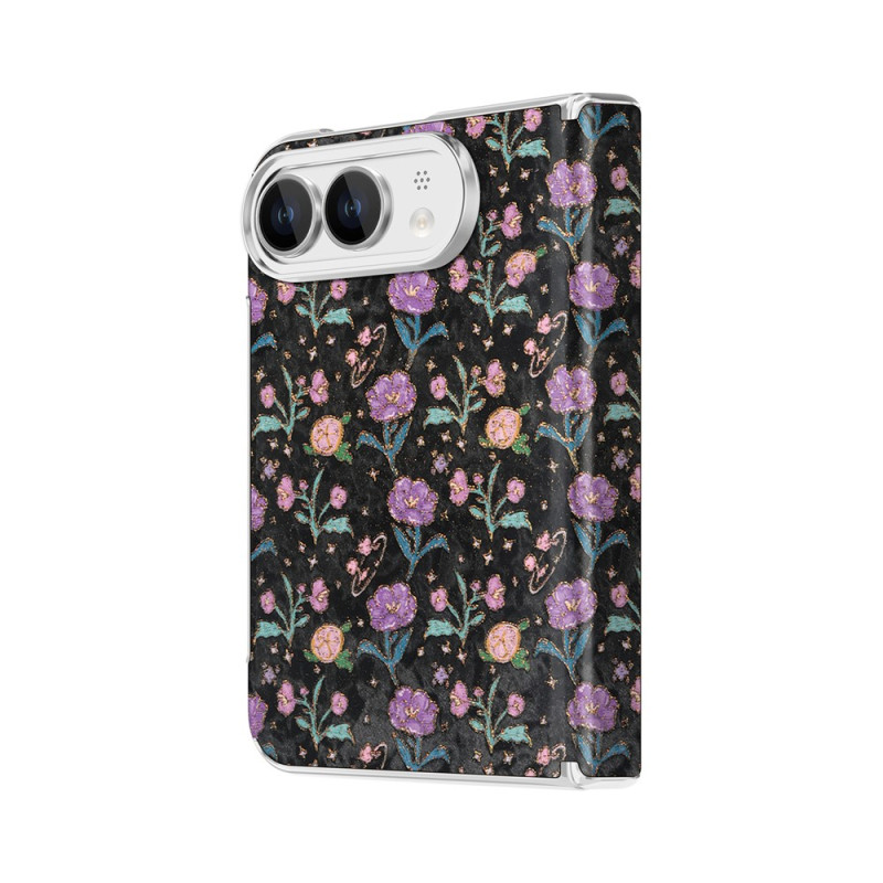 Capa magnética floral para iPhone Duo com proteção de dupla dobradiça