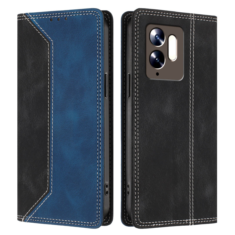 Capa Flip para Poco C95 Pro com efeito de camurça bicolor