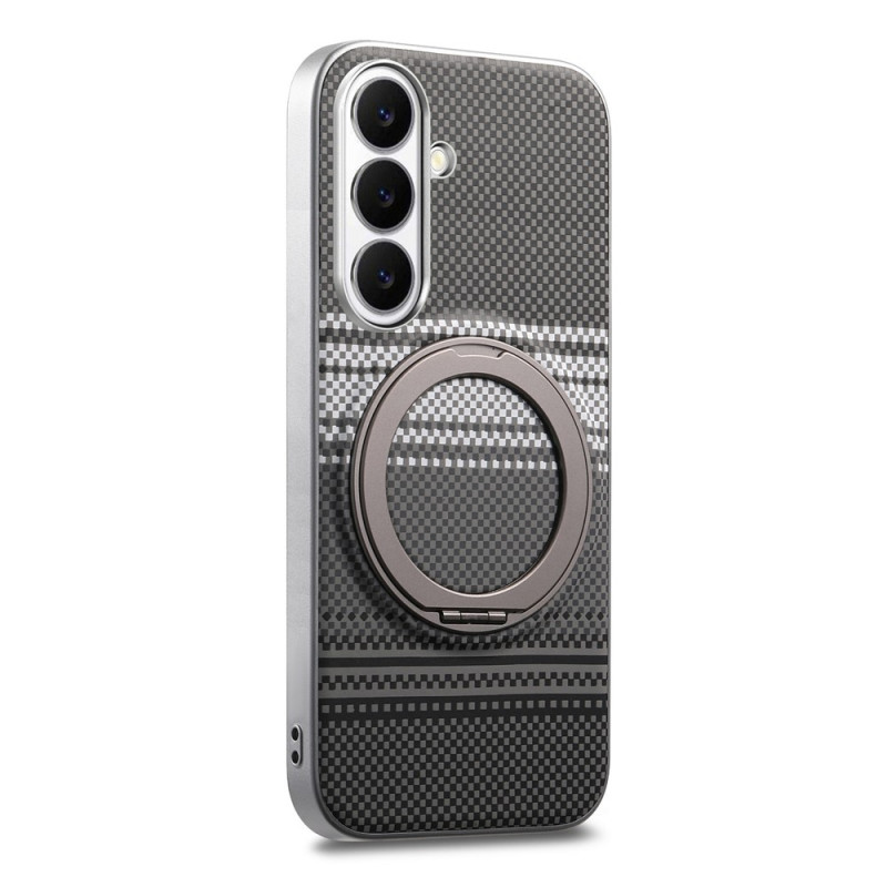 Capa magnética para Samsung Galaxy A18 4G / A17 4G / 5G com efeito de fibra de carbono e anel giratório