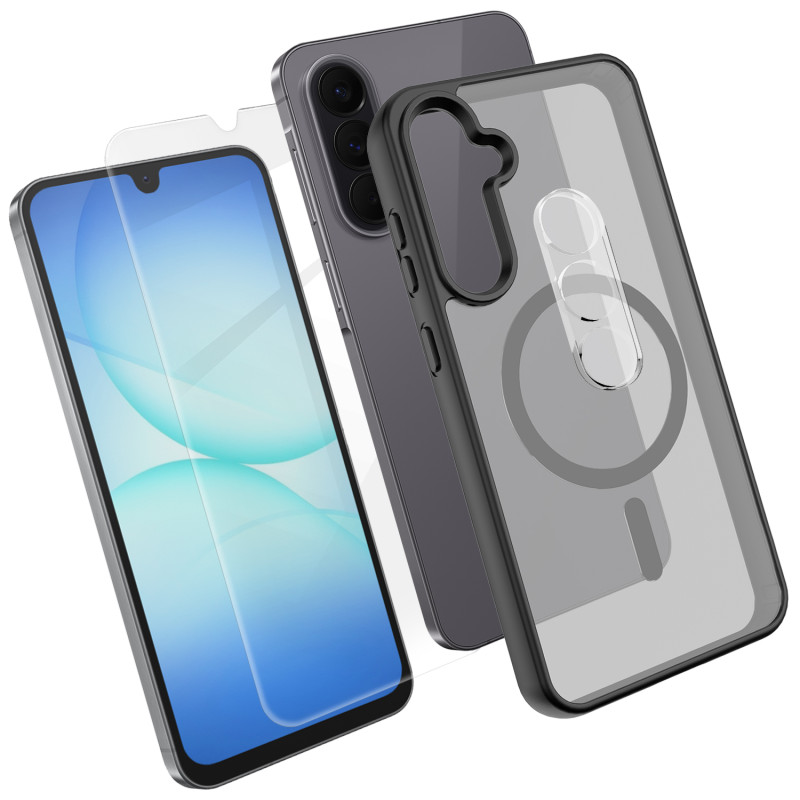 Capa magnética 3 em 1 para o Samsung Galaxy A18 4G com vidro temperado e proteção para a câmara