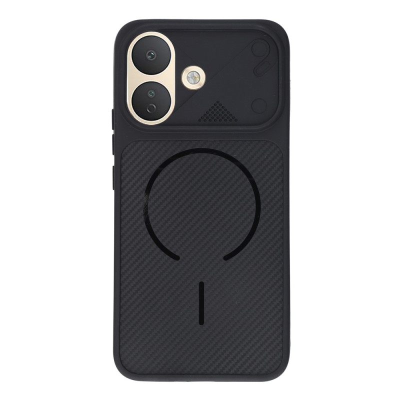 Capa para Xiaomi Redmi Note 17 Pro 5G com efeito de fibra de carbono e anel metálico