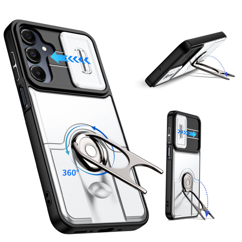 Capa para Samsung Galaxy S26 FE / S25 FE com proteção para a câmara e suporte giratório