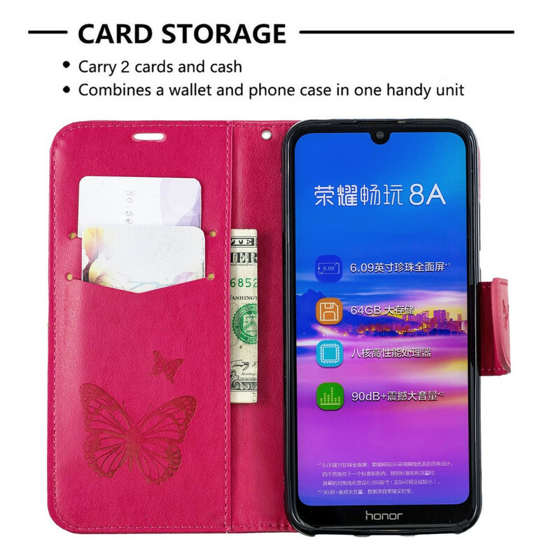 Capa Huawei Y6 2019 Borboletas e Aba Oblíqua Capa Huawei Y6 2019 Borboletas e Aba Oblíqua