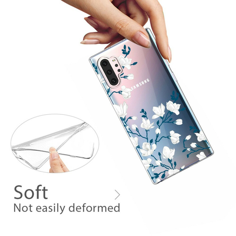 Samsung Galaxy Note 10 Plus Capa White Flowers