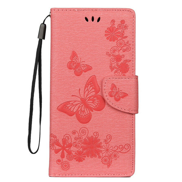 Samsung Galaxy Note 10 Plus Case Butterflies e Floralies com Cordão