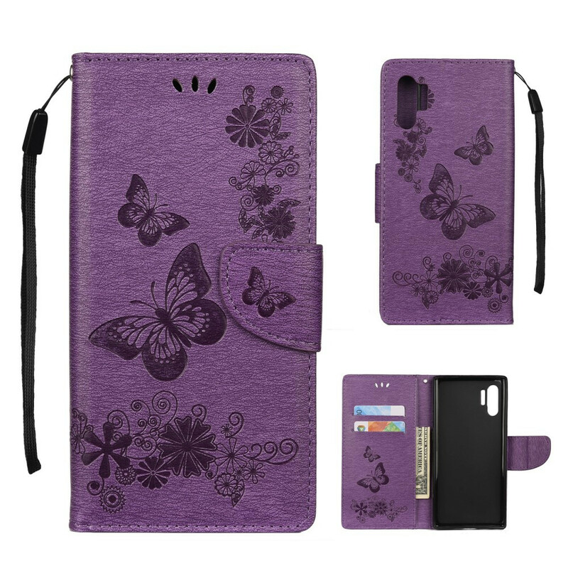 Samsung Galaxy Note 10 Plus Case Butterflies e Floralies com CordÃ£o