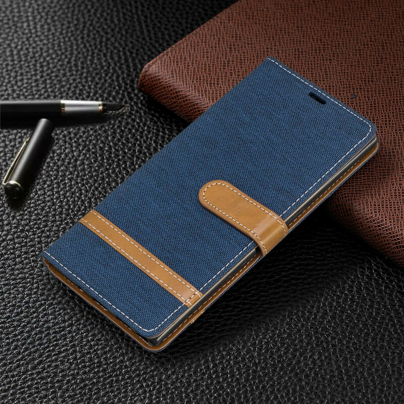 Samsung Galaxy Note 10 Plus Capa de tecido e efeito pele com alça