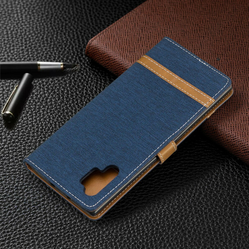 Samsung Galaxy Note 10 Plus Capa de tecido e efeito pele com alça
