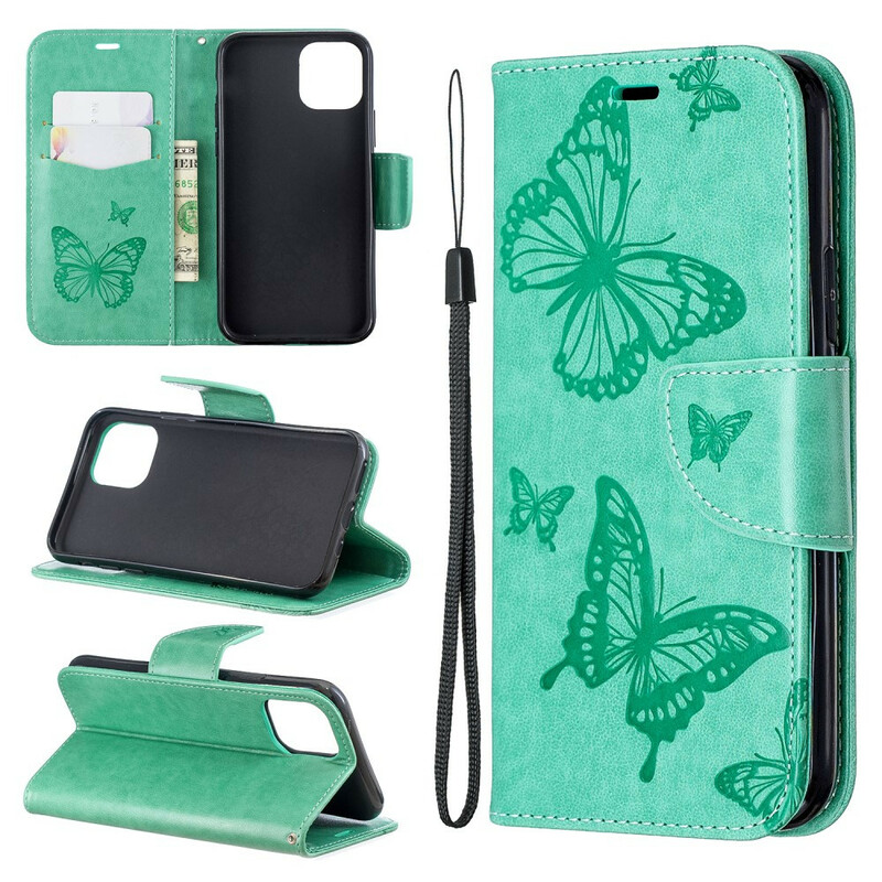 Capa para iPhone 11 Butterfly Printed Lanyard