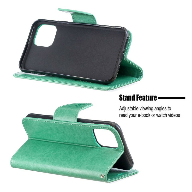 Capa para iPhone 11 Butterfly Printed Lanyard