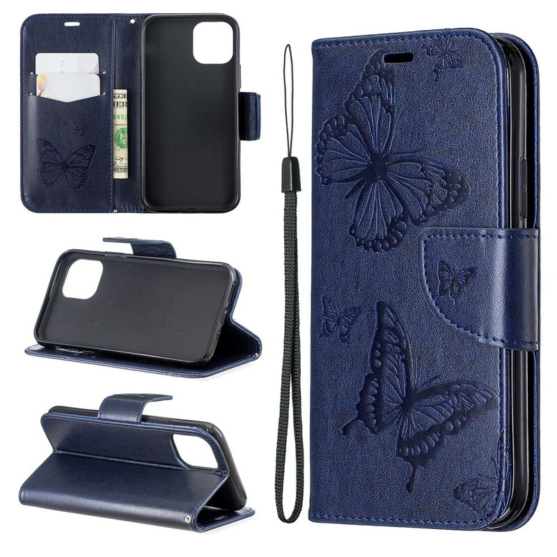 Capa para iPhone 11 Butterfly Printed Lanyard Capa para iPhone 11 Butterfly Printed Lanyard