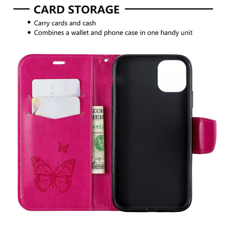 Capa para iPhone 11R Butterfly Printed Lanyard