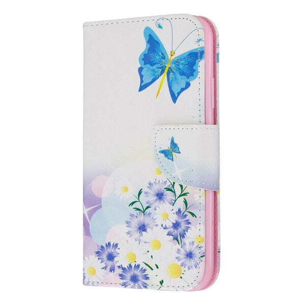 iPhone 11 Borboletas e Flores Pintadas em Capa