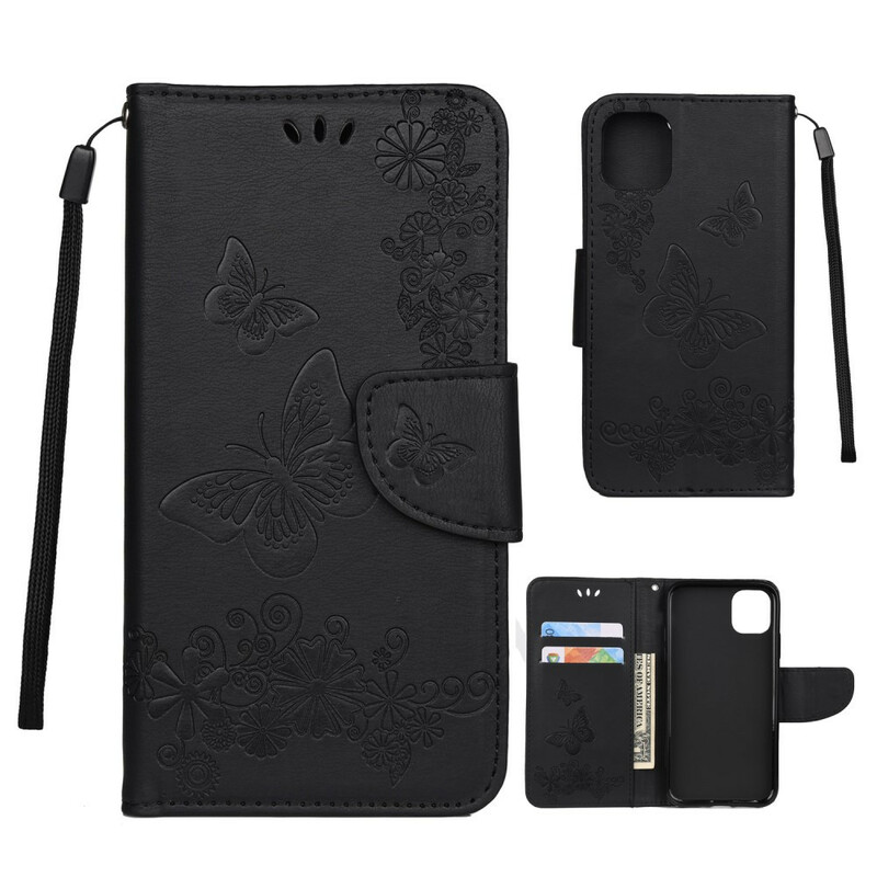 Esplêndida capa para iPhone 11 Butterflies com Lanyard