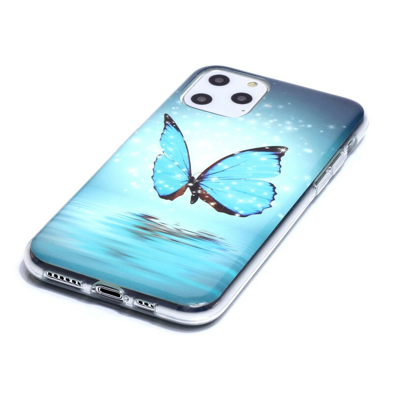 iPhone 11 Capa Fluorescente Azul Butterfly