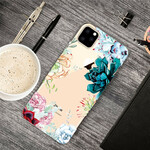 iPhone 11 Máxima capa transparente para flores de aguarela