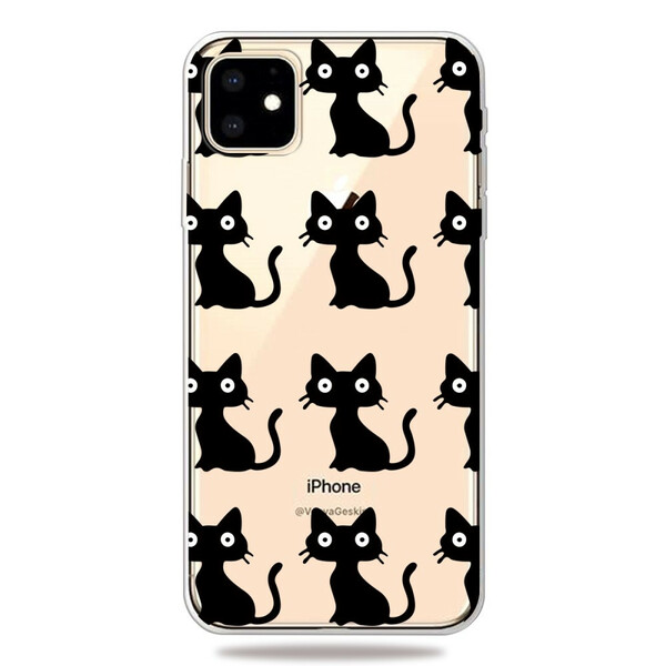 Capa iPhone 11 Gatos Pretos Múltiplos