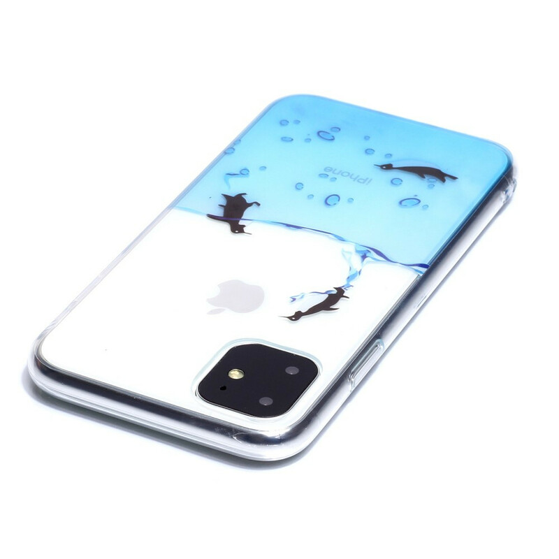 Jogo de pinguim de capa transparente para iPhone 11