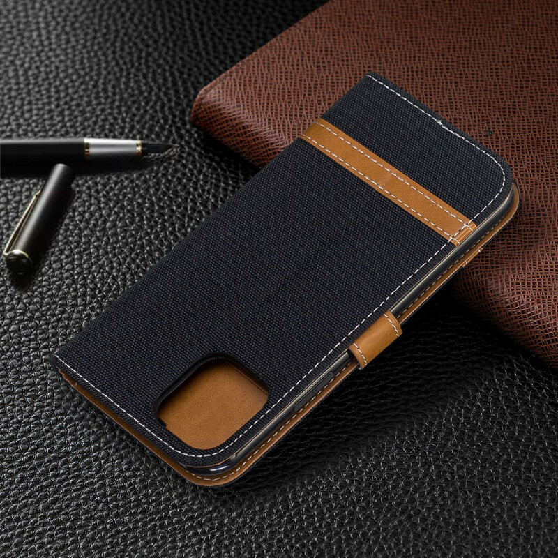 Capa de tecido e de couro para o iPhone 11 Pro