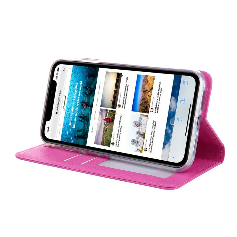 Capa Flip Cover iPhone 11 Efeito Couro Seda