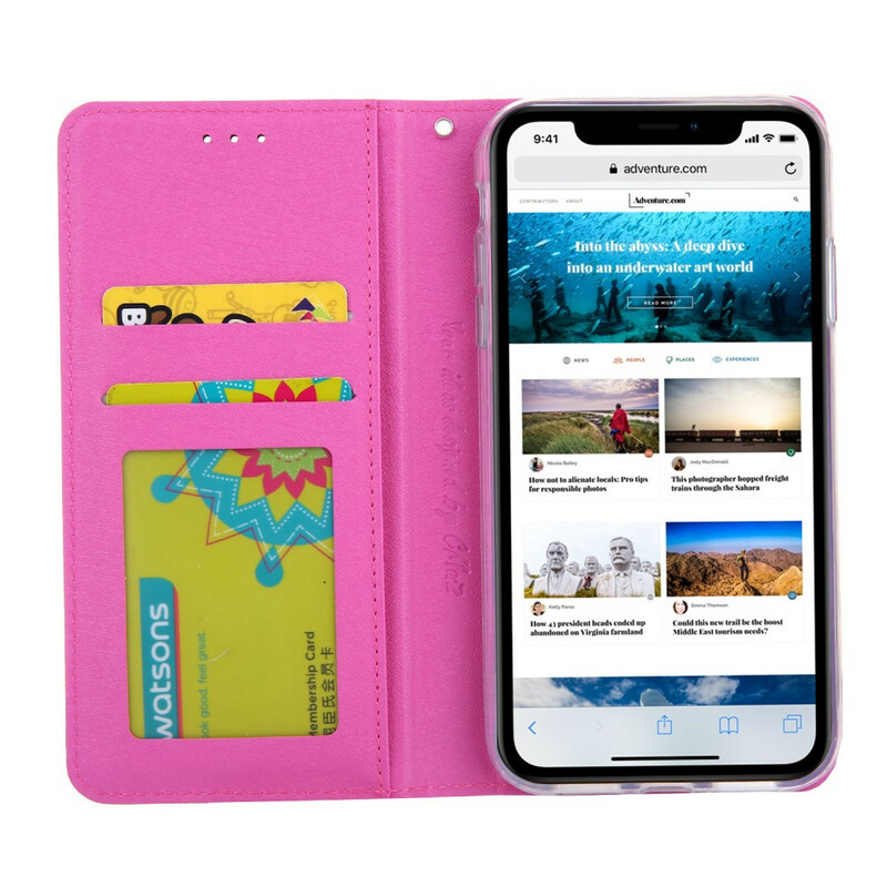 Capa Flip Cover iPhone 11 Efeito Couro Seda