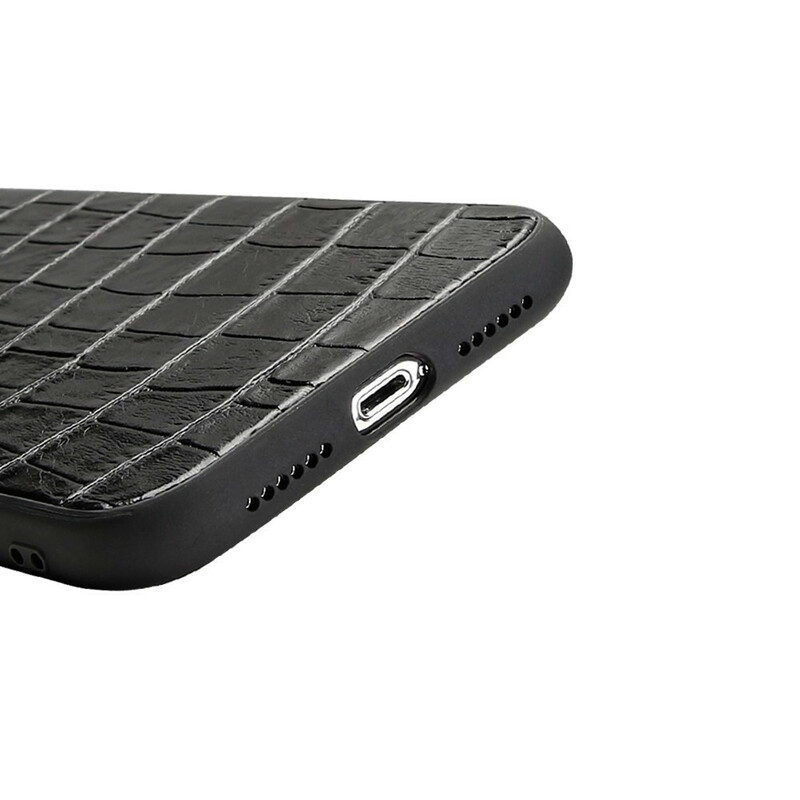iPhone XR Capa de Couro Genuína Textura de Crocodilo