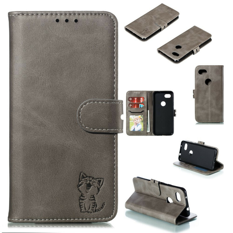 Google Pixel 3A Capa de Couro Kitten