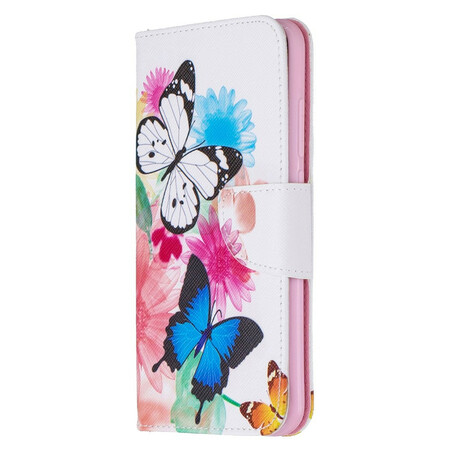 Xiaomi Redmi Note 8 Capa pintada com Borboleta e Flor