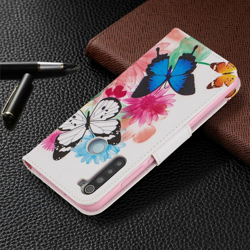 Xiaomi Redmi Note 8 Capa pintada com Borboleta e Flor
