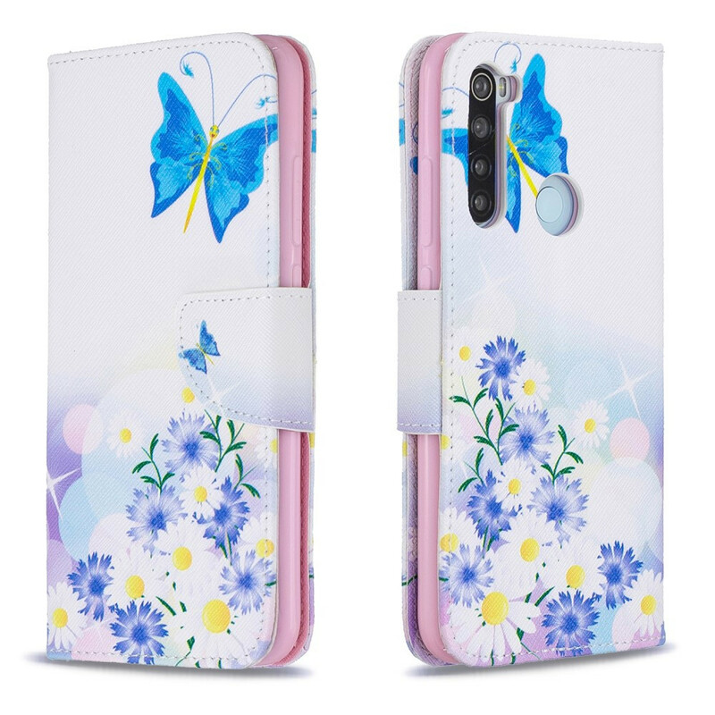 Xiaomi Redmi Note 8 Capa pintada com Borboleta e Flor