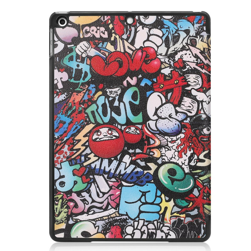 Capa inteligente iPad 10.2" (2019) Leatherette Graffiti Fun