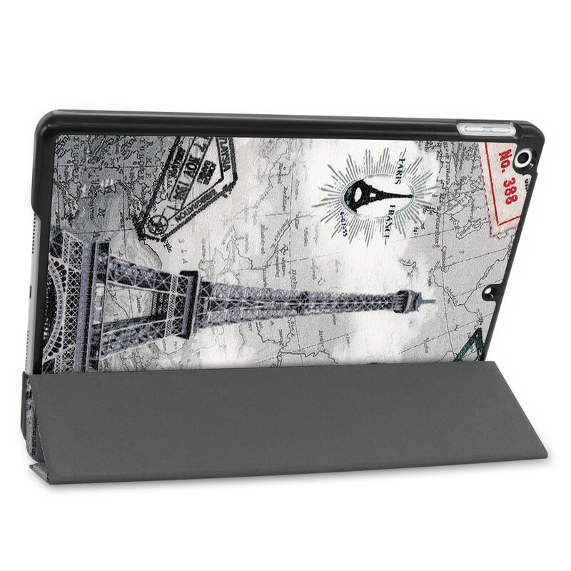 Capa inteligente iPad 10.2" (2019) Leatherette Vintage Eiffel Tower