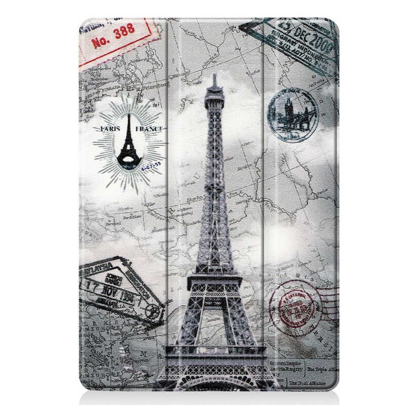 Capa inteligente iPad 10.2" (2019) Leatherette Vintage Eiffel Tower