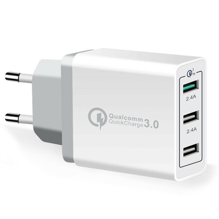 Adaptador de Carregador Rápido USB de 3 portas