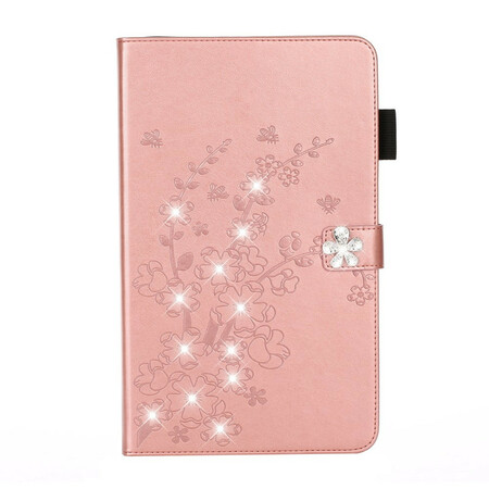 Capa para iPad 10,2" (2019) Diamantes Floral com efeito de couro