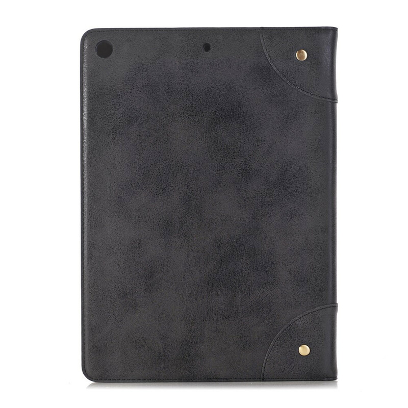 iPad 10.2" (2019) Capa de aspecto retro em pele com rebites