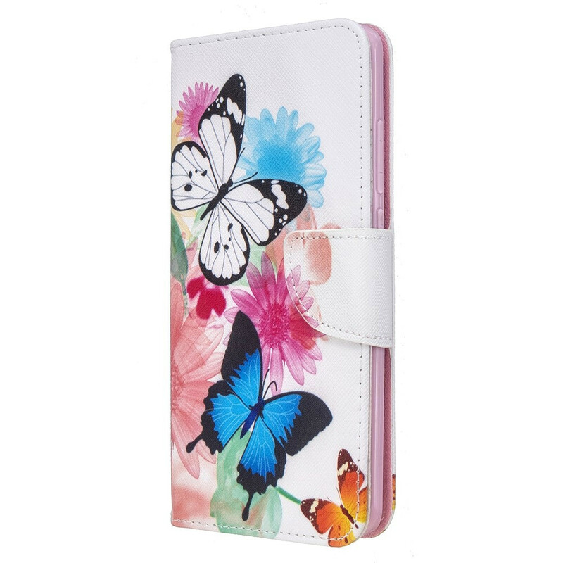 Xiaomi Redmi 8 Capa de Borboletas e Flores Pintadas