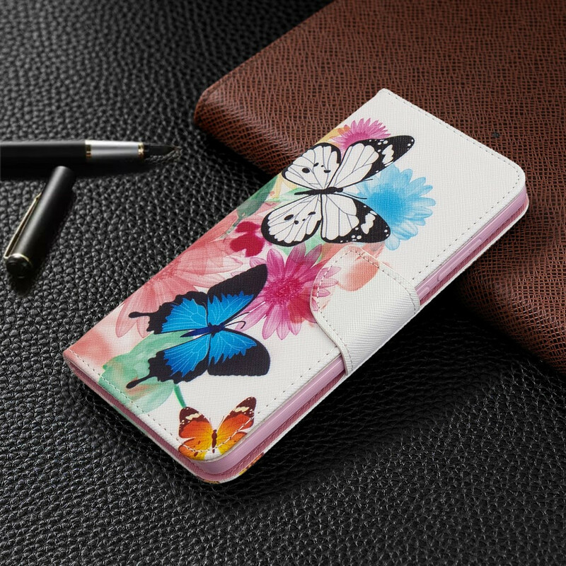 Xiaomi Redmi 8 Capa de Borboletas e Flores Pintadas