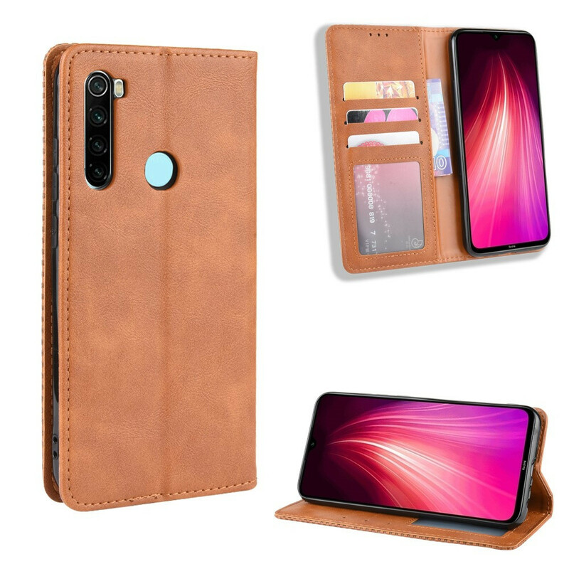 Capa Flip Xiaomi Redmi Note 8T Efeito Couro Vintage Efeito Estilo
