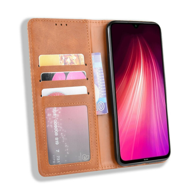 Capa Flip Xiaomi Redmi Note 8T Efeito Couro Vintage Efeito Estilo