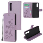 Capa de cinta Sony Xperia 5 Butterflies And Flowers Capa de cinta Sony Xperia 5 Butterflies And Flowers