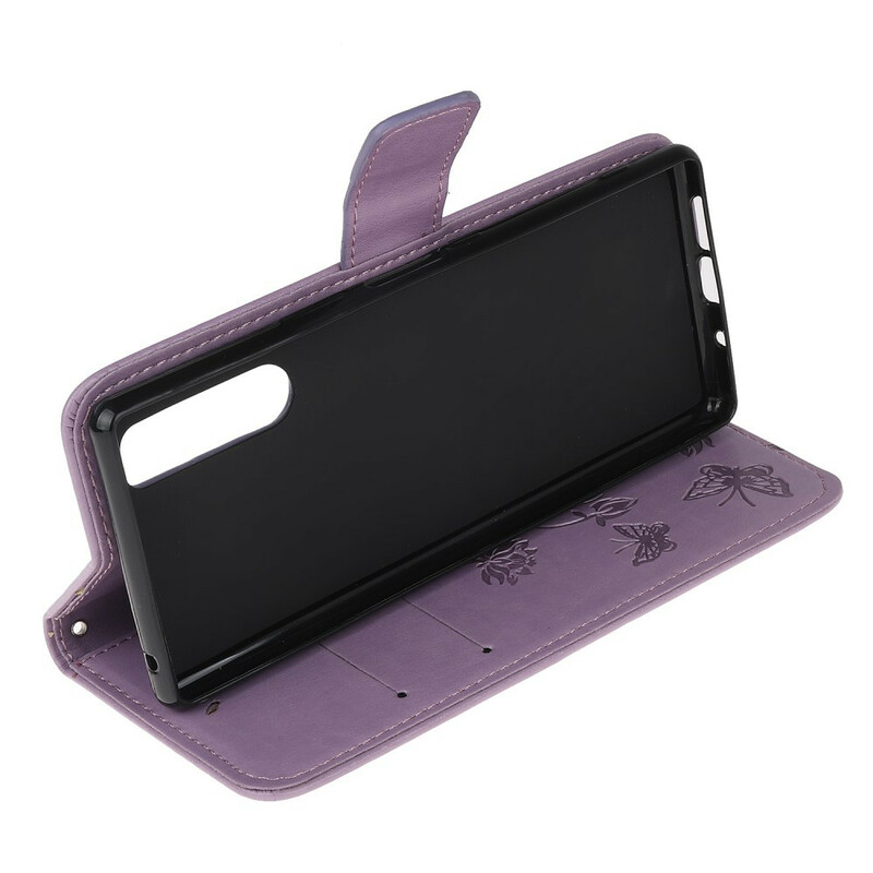 Capa de cinta Sony Xperia 5 Butterflies And Flowers Capa de cinta Sony Xperia 5 Butterflies And Flowers
