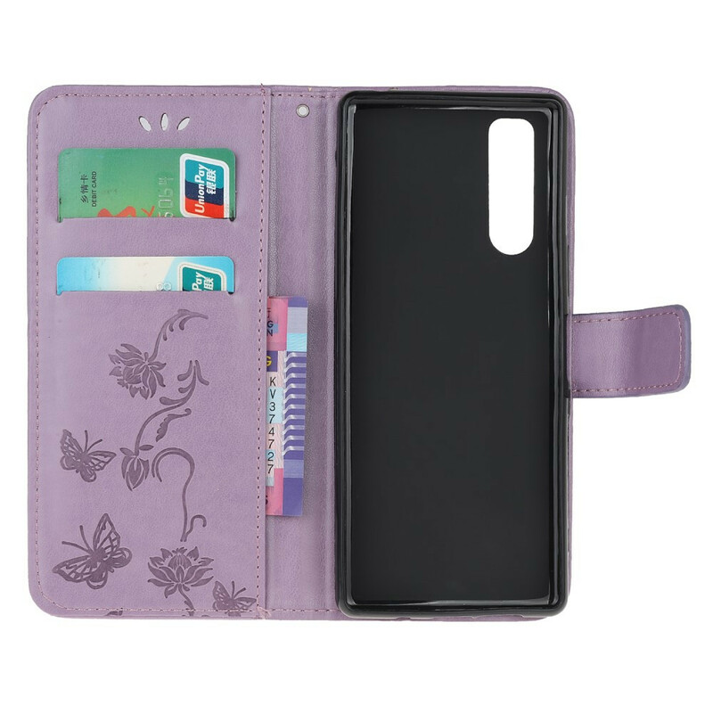 Capa de cinta Sony Xperia 5 Butterflies And Flowers Capa de cinta Sony Xperia 5 Butterflies And Flowers