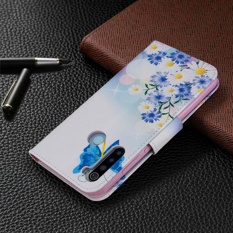 Xiaomi Redmi Note 8T Capa de Borboletas e Flores Pintadas