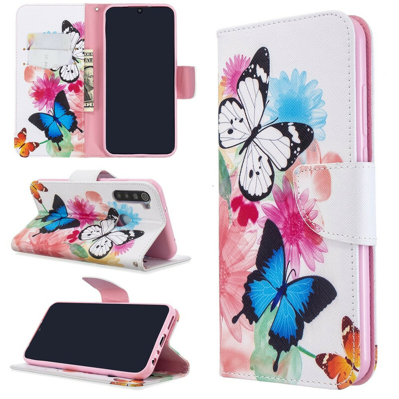 Xiaomi Redmi Note 8T Capa de Borboletas e Flores Pintadas
