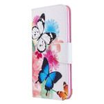 Xiaomi Redmi Note 8T Capa de Borboletas e Flores Pintadas
