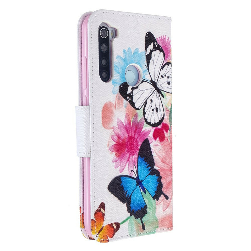 Xiaomi Redmi Note 8T Capa de Borboletas e Flores Pintadas