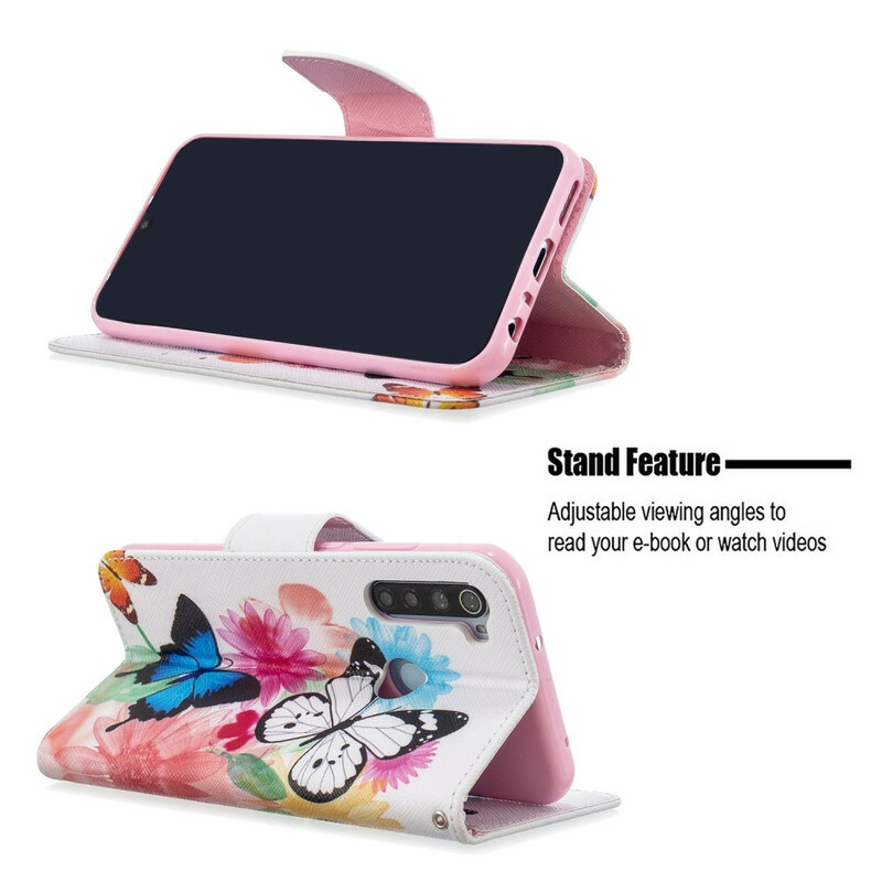 Xiaomi Redmi Note 8T Capa de Borboletas e Flores Pintadas